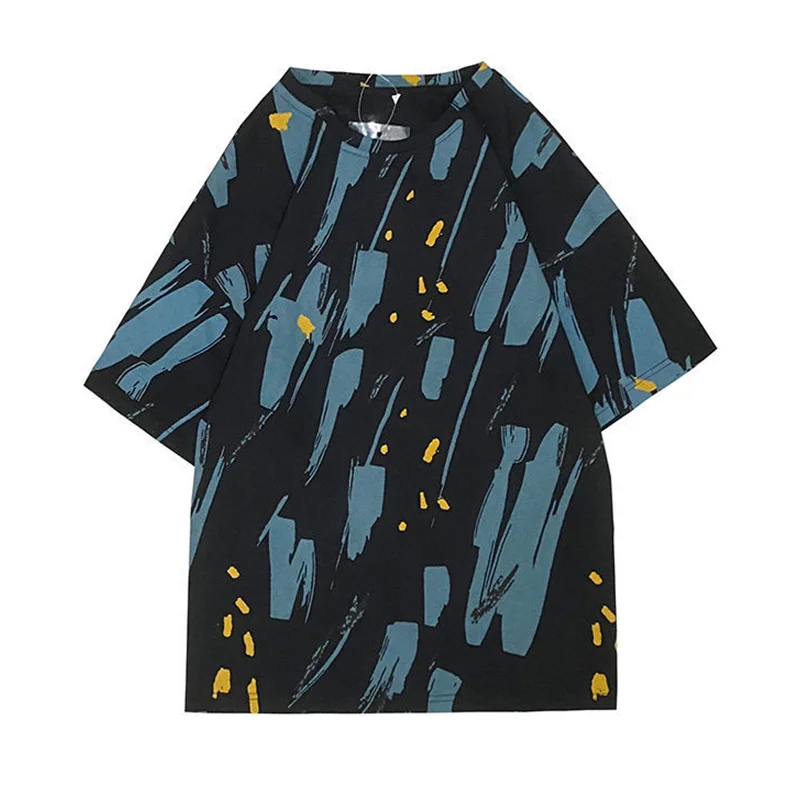 

Tie-Dye T Shirt For Men Summer Loose Top Clothes Casual Half-Sleeved Simple Cozy O-Neck T-Shirts With Short Sleeves Tees Man