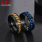 Мужские и женские кольца Auxauxme 8 мм в стиле панк, вращающиеся кольца из нержавеющей стали, крутые женские украшения для вечерние, Прямая поставка