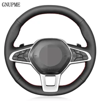 diy hand stitched black genuine leather car steering wheel cover for renault clio 5 v 2019 2020 zoe 2019 2020 captur 2019 2020