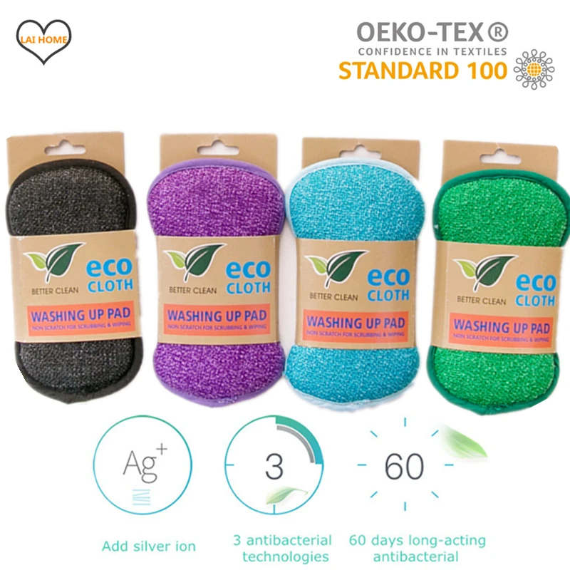 4 шт. губки для мытья посуды кухонная не царапающаяся Губка из микрофибры с мощной