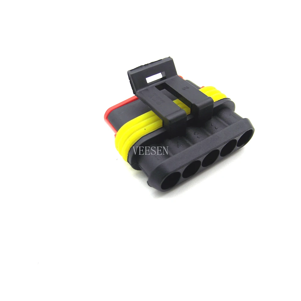 10set 5Pin AMP Waterproof Electrical Quick Automotive Connector Plug SuperSeal PA66 Black For Auto Car Light DJ7051-1.5-21/11 |