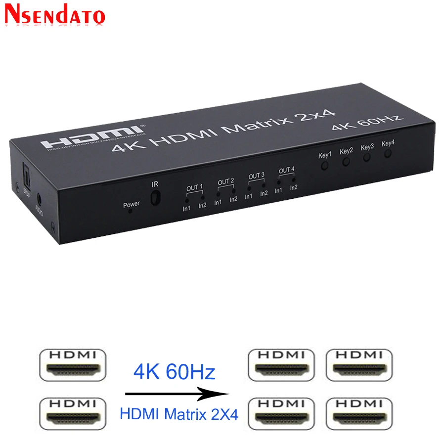 4k HDMI матрица 2X4 сплиттер 4K 60 Гц 2 в 4 выхода переключатель аудио экстрактор AUX SPDIF