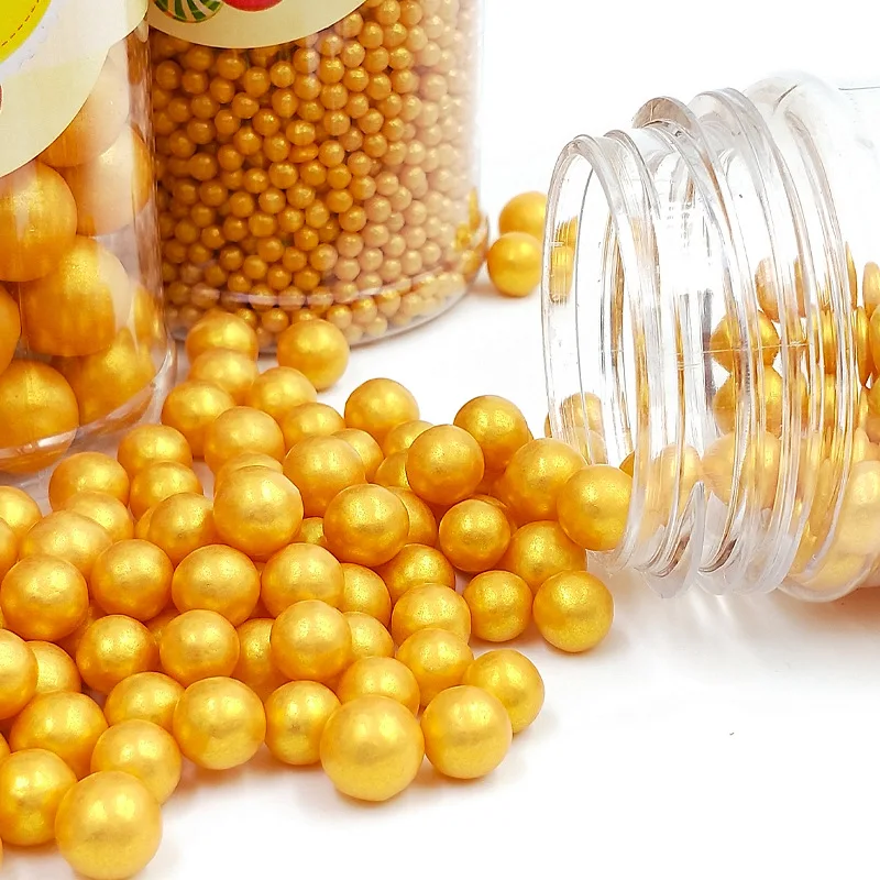 130 г золотые дражи съедобные сахарные жемчужные шарики украшения торта