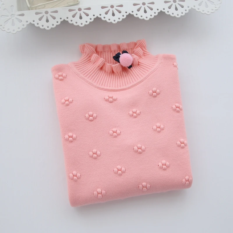 turtle pink Новинка года; зимние свитера для маленьких девочек; Хлопковый вязаный пуловер; свитер с высоким воротником для девочек; свитер для маленьких девочек; От 2 до 7 лет - Цвет: turtle pink