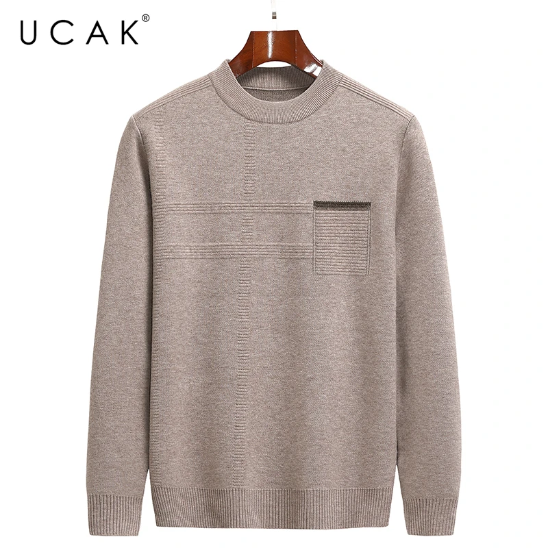 

UCAK Brand Classic Casual Sweaters Men Clothing O-Neck Striped Streetwear Sweater Pull Homme Autumn Winter Thick Pullover U1284