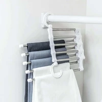 5 in 1 portable multi function stainless steel pants hanger drying rack magic belt storage rack space saving home accessories
