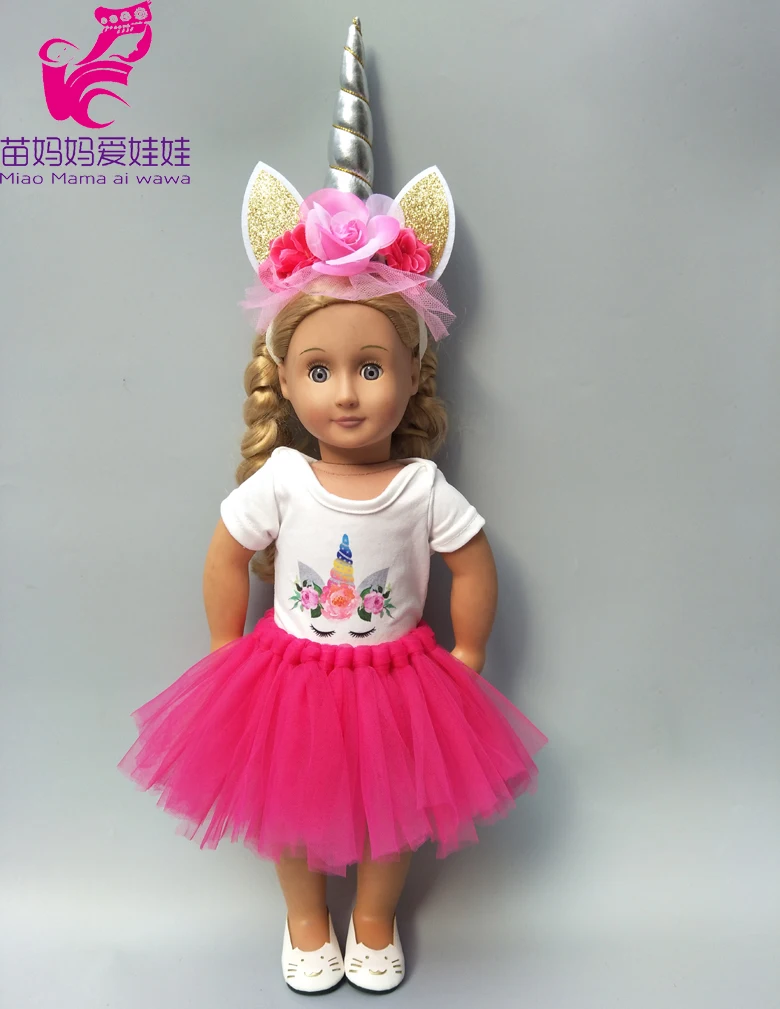 Комплект одежды для куклы на 43 см платье-пачка с единорогом новорожденных