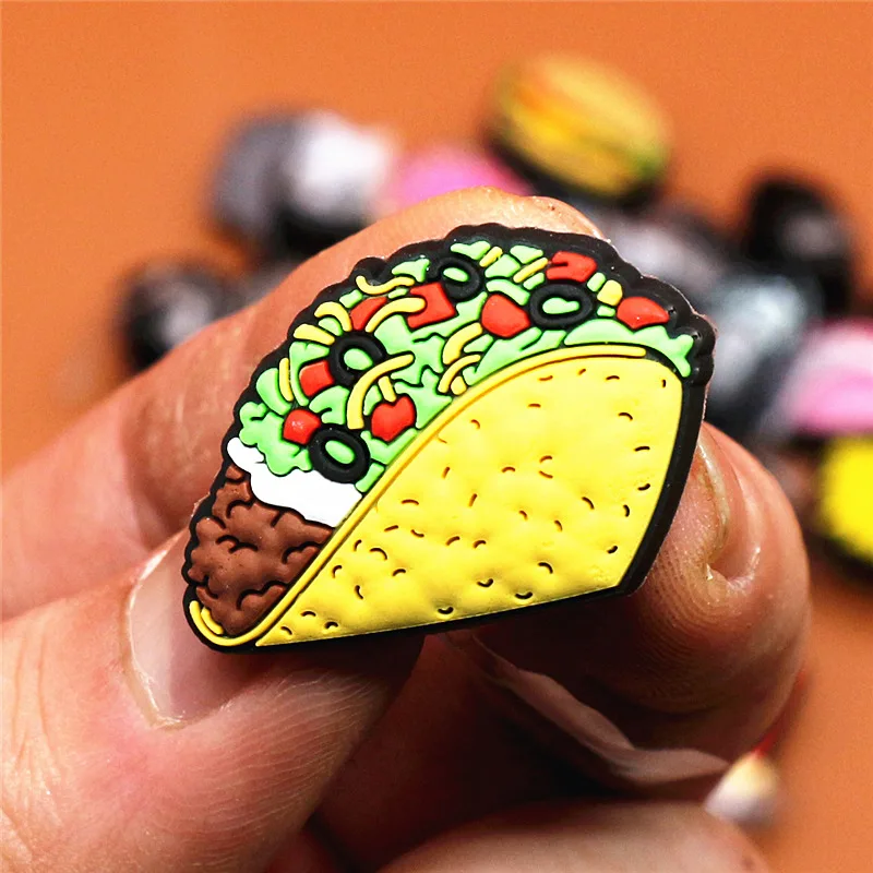 1pcs Cute Food Donuts Popcorn Omelette Shoes Decoration Accessories Original Jibz for Croc Charms for Shoes Bracelets Kids Gifts