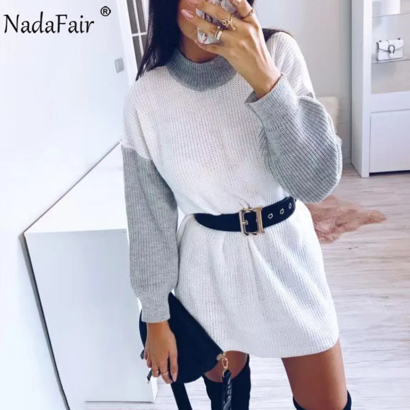 Женское трикотажное платье-свитер Nadafair повседневное свободное осеннее
