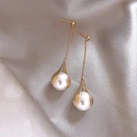 korea hot sale fashion jewelry handmade string freshwater pearl earrings long fringed earrings for women
