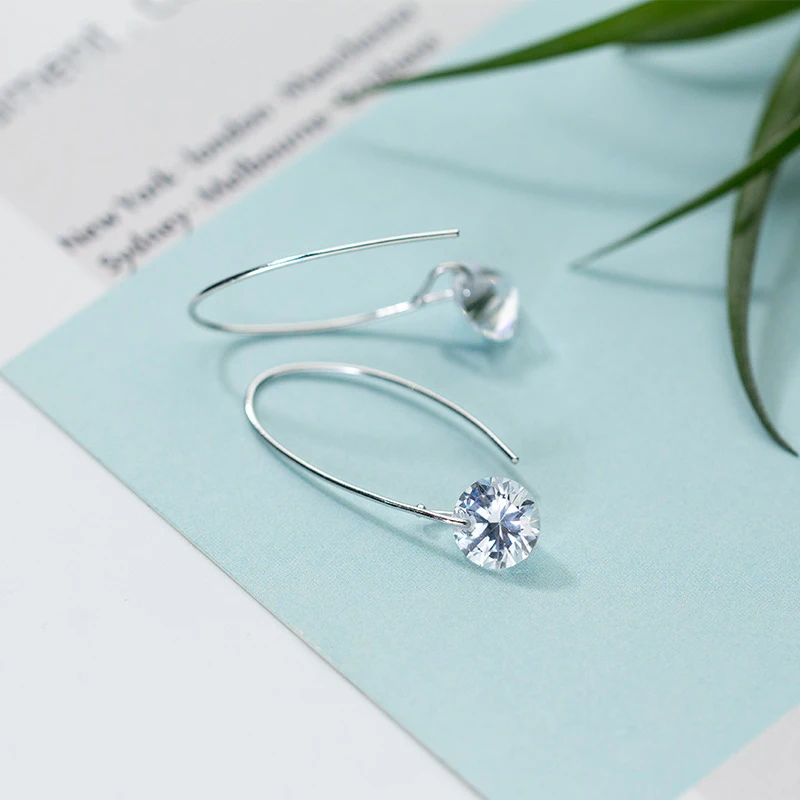 TrustDavis Womens Fashion 100% 925 Real Sterling Silver 8mmX32mm CZ Stud Earrings Girl Lady Xmas Gift DS551 | Украшения и