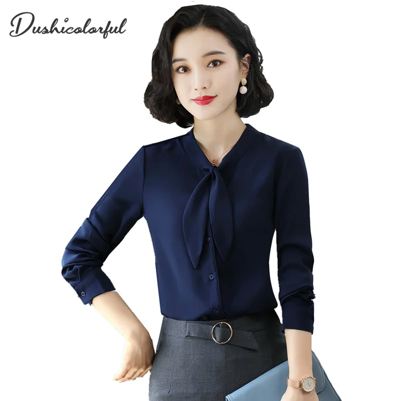 Dushicolorful женская блуза с длинным рукавом белого и синего цвета элегантная обувь