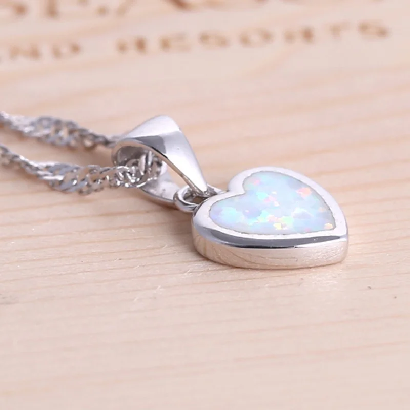 

Women's geometric heart shape multicolor opal pendant necklace exquisite fashion party girl birthday gift jewelry wholesale