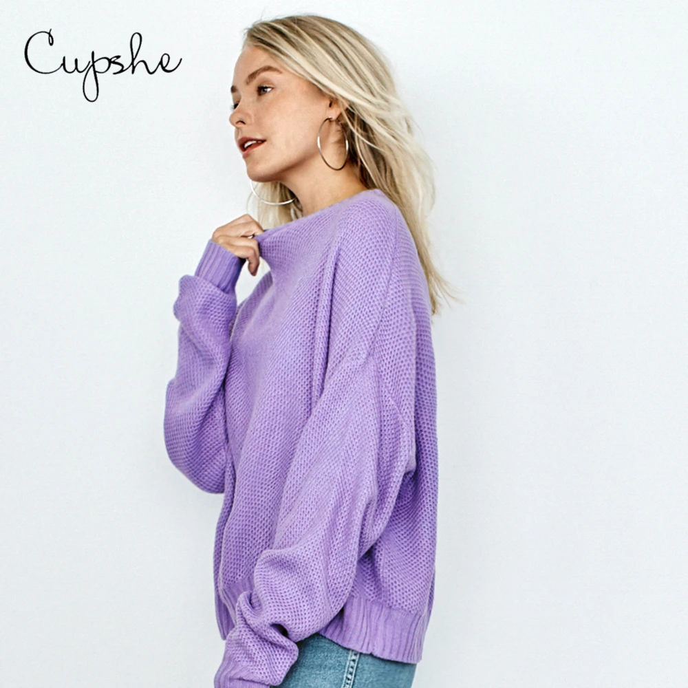 Пурпурный свитер CUPSHE женские сексуальные свободные трикотажные джемперы с