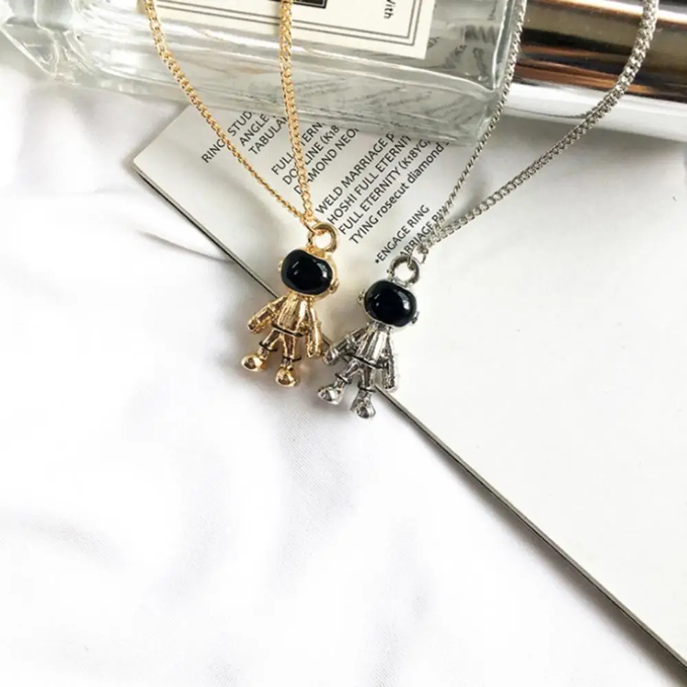 Модное Позолоченное серебряное ожерелье с мультяшным астронавтом для женщин и