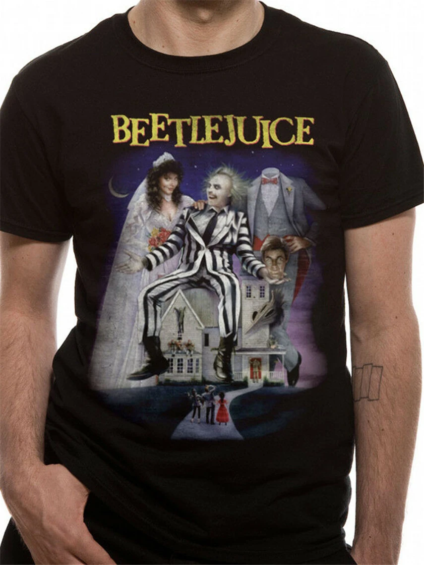 Beetlejuice плакат Tim Burton Betelgeuse Horror Movie Черная Мужская футболка уличная забавная