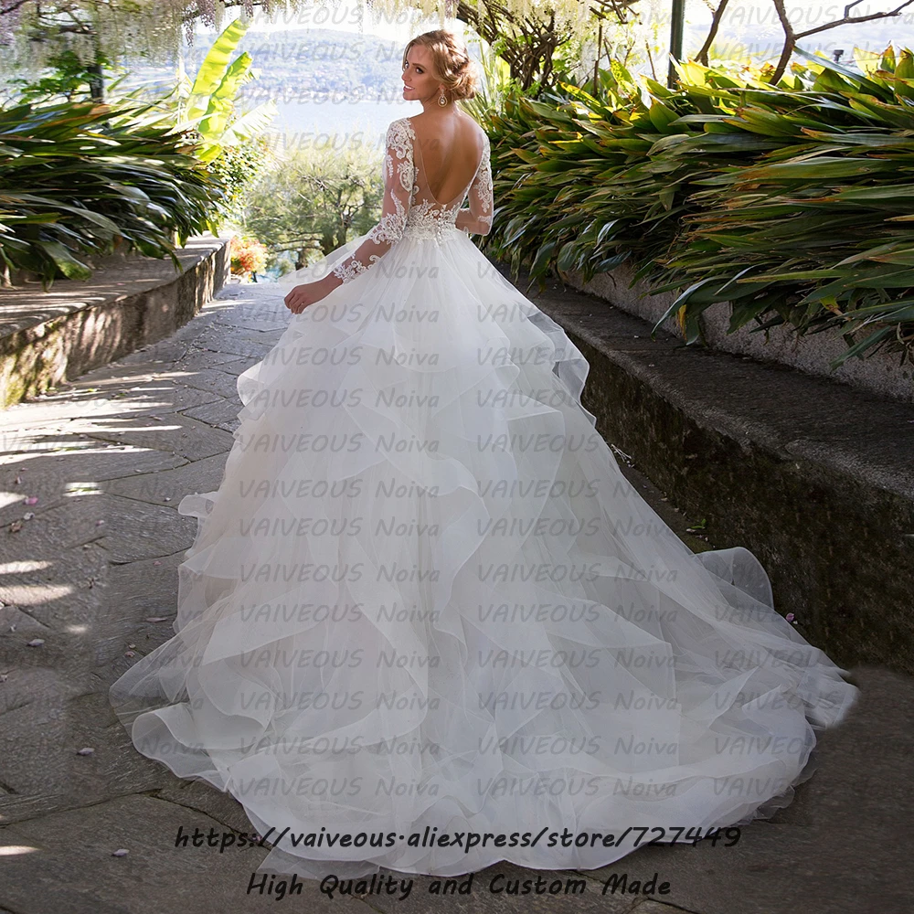 Vestidos de Novia весна 2020 сказочное свадебное платье с оборками сексуальное кружевное