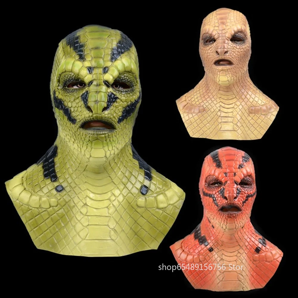 

Halloween Latex Viper Scary Snake Party Cosplay Costume Mask Adult Women Men One Size Christmas Carnival Party Props Gift