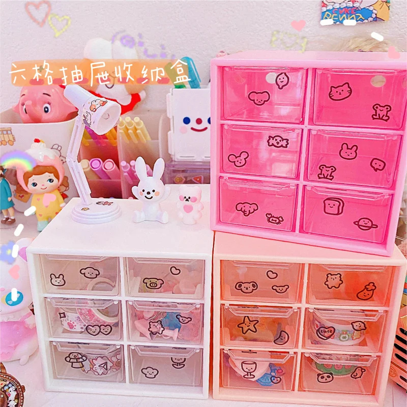 

6 Grids Organizer Jewelry Box Make Up Organizer Storage Container Desk Organizer Stationery Plastic Transparent Box