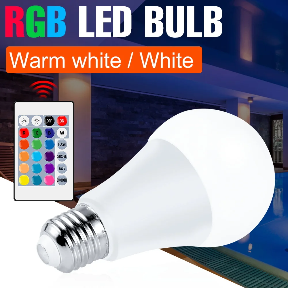 

LED RGB Lamp E27 Smart Control Light 220V Magic Bulb RGBW Led Lampada 5W 10W 15W For Home Party Decorative 2835 Dimmable Lamps