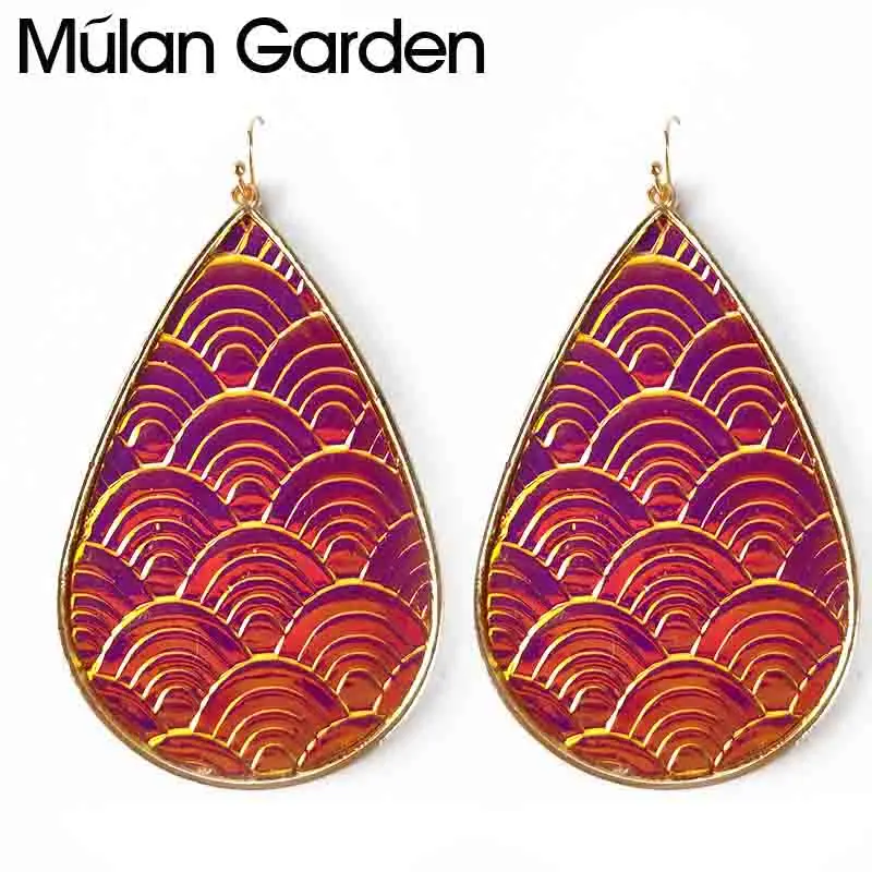 Красочные лазерные серьги M & G из искусственной кожи для женщин висячие золотого