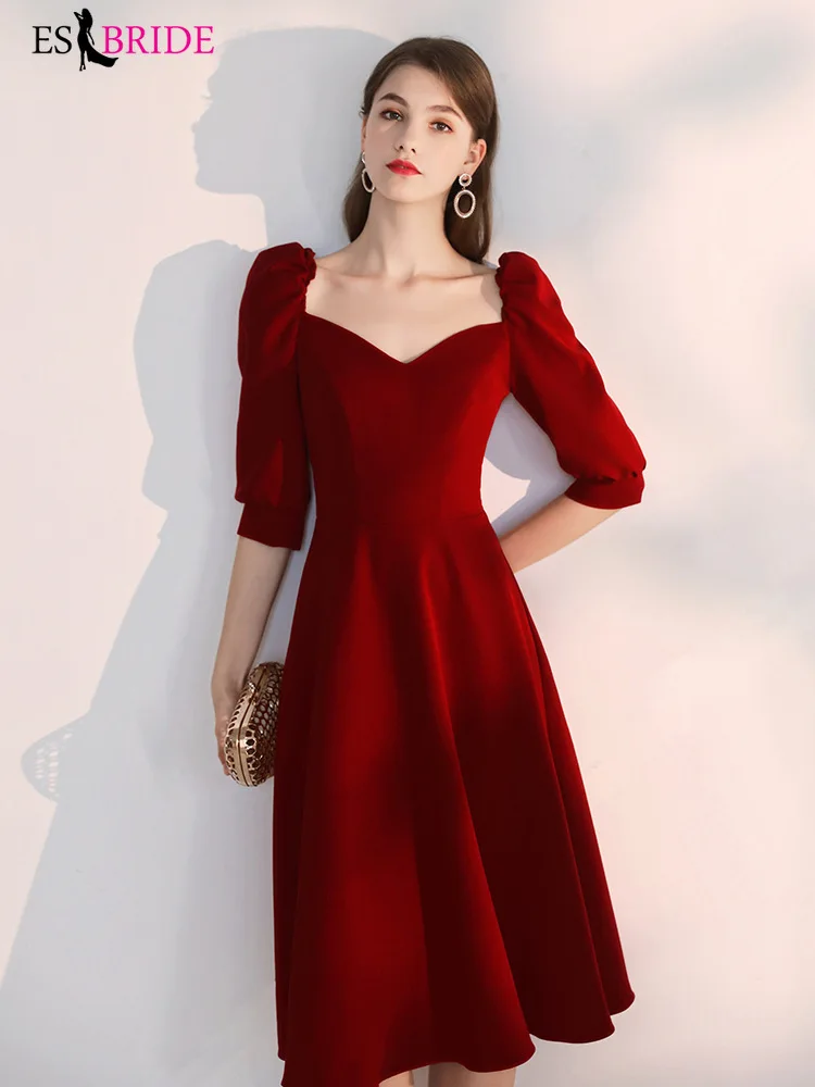 

Toast Clothing Bride Summer Can Usually Wear Engagement Small Evening Dress Women's Long-Sleeved Back Door Wine Red Dress