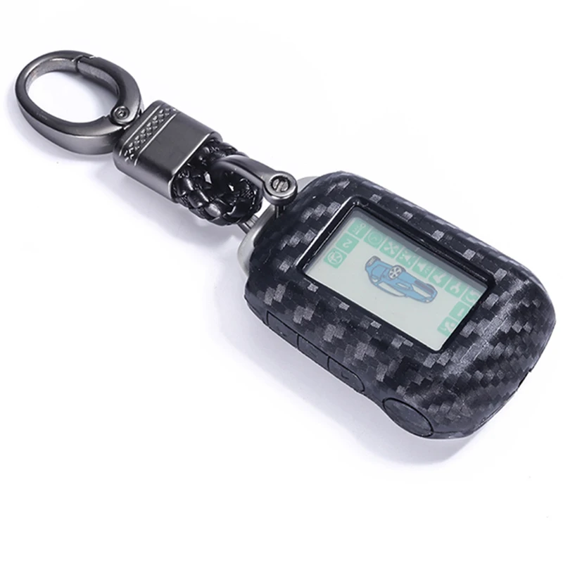 

Carbon Fiber Silicone Car Key Case For StarLine A92 A62 V62 MOTO V63 A94 A64 T94 Two Way Car Alarm LCD Remote Control Cover Bag