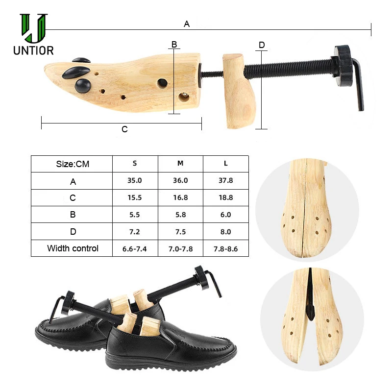 

UNTIOR 1 PCS Shoe Tree Wood Shoes Stretcher, Wooden Adjustable Man Women Flats Pumps Boot Shaper Rack Expander Trees Size S/M/L