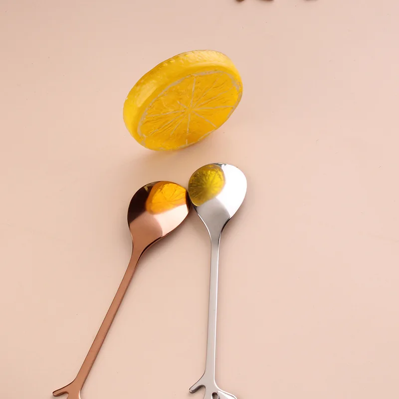 Mini 304 Stainless Steel Stirring Spoon Leaves Fruit Fork Nordic Cherry Blossom Handle New Style Coffee | Дом и сад