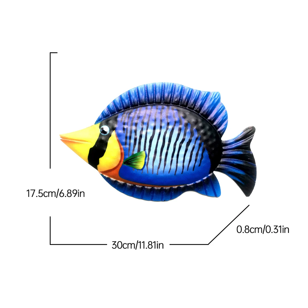 

Creative Hanging Metal Fish Wall Stickers Home Decor Tropical Fish Art Ornament Craft Beach Theme Craft Decoration Accessories