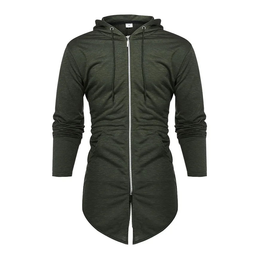 Мужская куртка большого размера с капюшоном однотонный Кардиган длинным рукавом