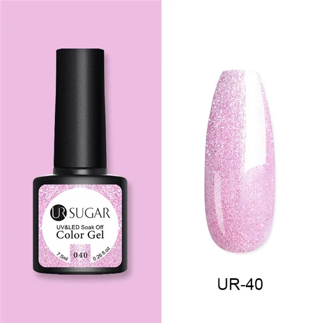 Ur Sugar 7,5 мл черный бриллиант УФ-гель для ногтей голографический Блестящий лак для ногтей - Цвет: 40