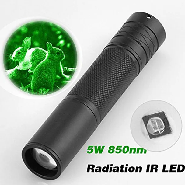 

5w 850nm Led Infrared Ir Flashlight Torch Zoomable Night Vision Scope Single File Flashlight Rechargeable Battery #G3