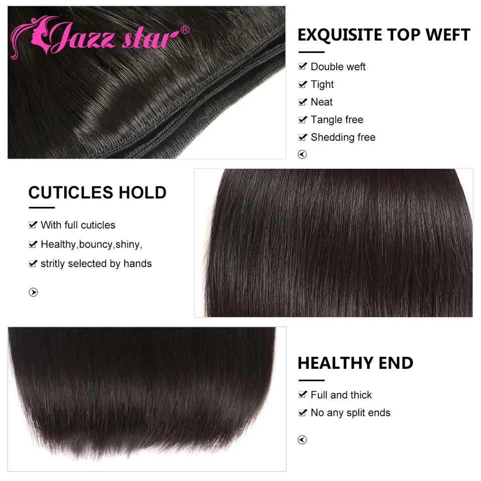 Перуанские прямые пряди волос с закрытием человеческие волосы 3 4*4 Кружева