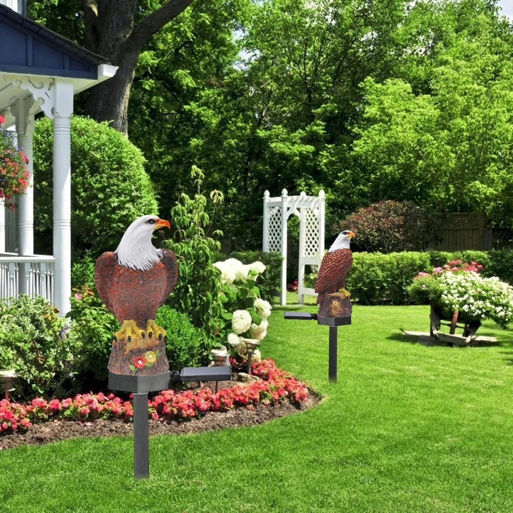 저렴한 LED 태양 지상 잔디 램프 독수리 동상 통로 빛 야외 정원 장식 방수 잔디 장식 램프 마당 파티오