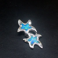 gemstonefactory jewelry big promotion 925 silver blue opal starfish shape women ladies gifts necklace pendant 20214524