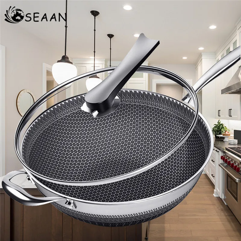 Сковорода кухонная двухсторонняя с антипригарным покрытием ВОК из нержавеющей