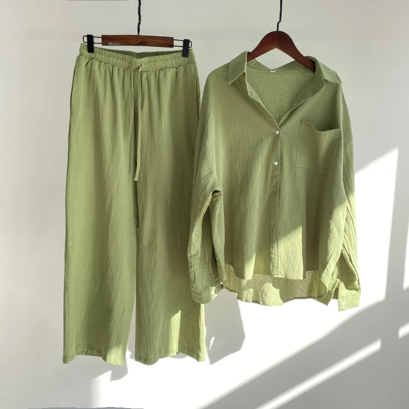 

2021 Summer Two Piece Set Women 2021 Cotton Shorts Sets Vintage Boho Oversized Shirt High Waist Loose Shorts Mujer Sets