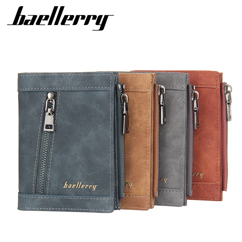 Кошелек мужской из искусственной кожи на молнии винтажный компактный | Багаж и