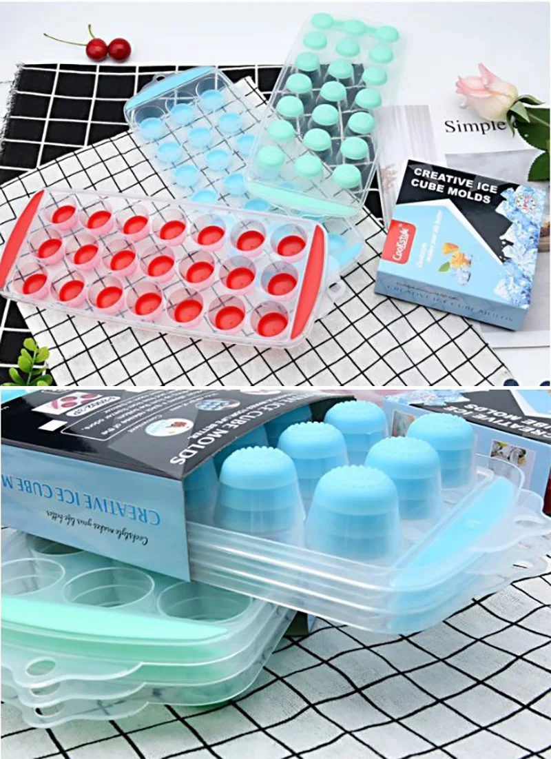 24 Сетки пищевой силиконовый ледяной поднос формы упругие TPR мягкое дно льда DIY