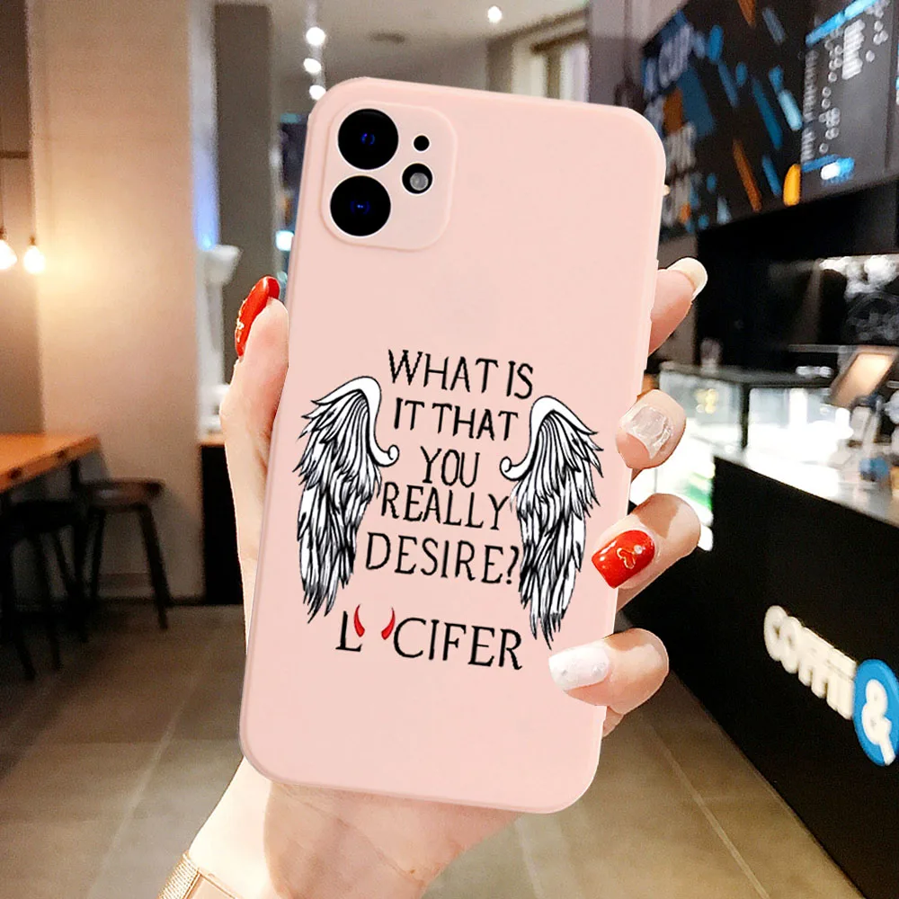 

2021 American TV Degenerate angel Lucifer Pink Phone Case For iPhone 12 11 Pro Max 8 7 6 6S Plus 5 5S SE2020 XR X XS Max Coque