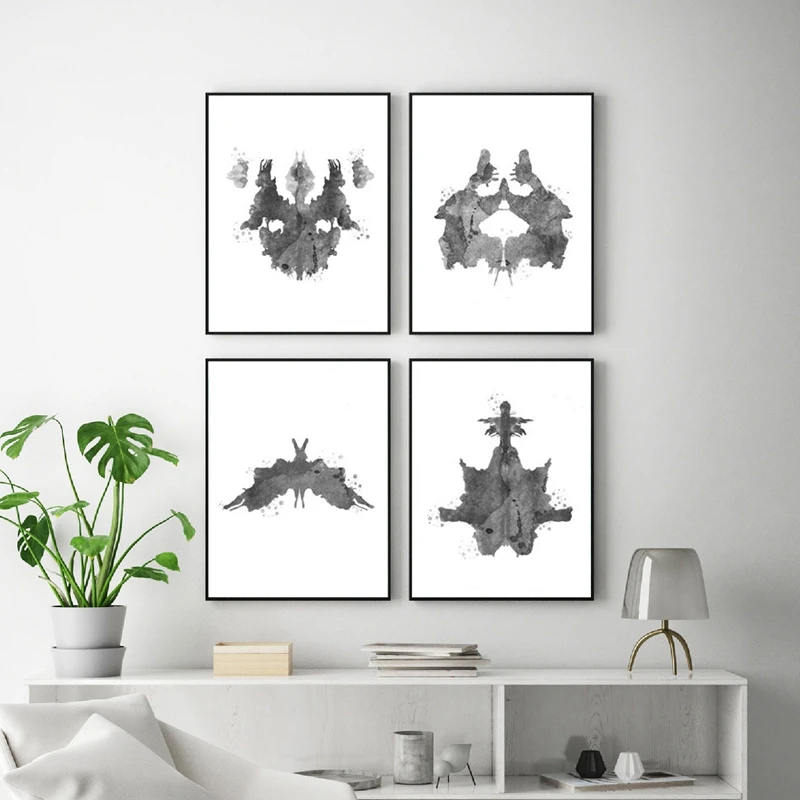 Настенная картина Rorschach Test акварелью на холсте подарок психолога постеры и