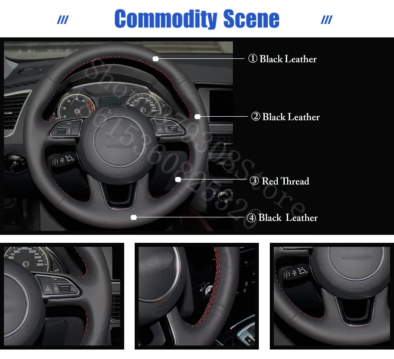 

For Peugeot 4007 2007-2020 Basic Black Leather Car Steering Wheel Covers car accessories