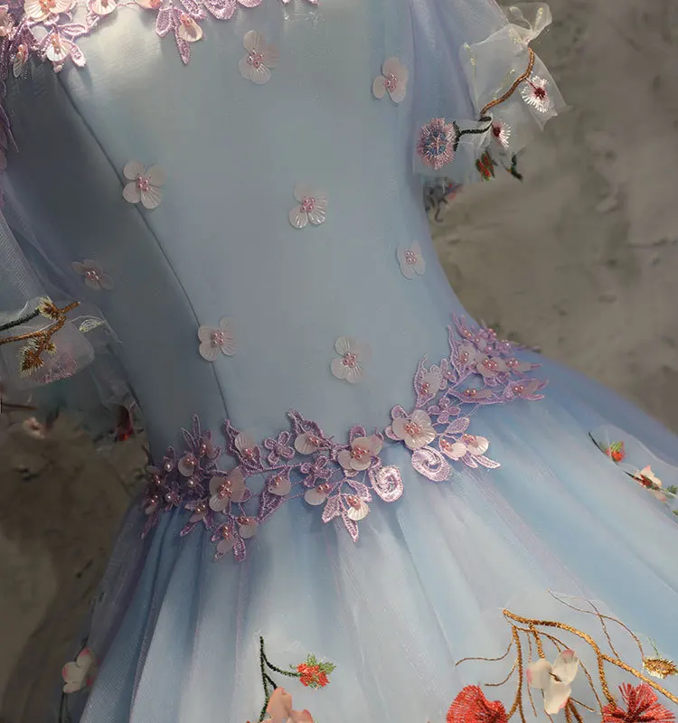 

Vintage Embroidery Organza V-Neck Ball Gown Quinceanera Dresses Elegant Handwork Formal Dresses Lace Up Quinceanera Kleid