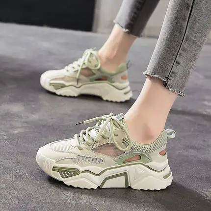 Baotou hole shoes female 2020 summer new heightened daddy thick bottom hollow breathable casual | Обувь