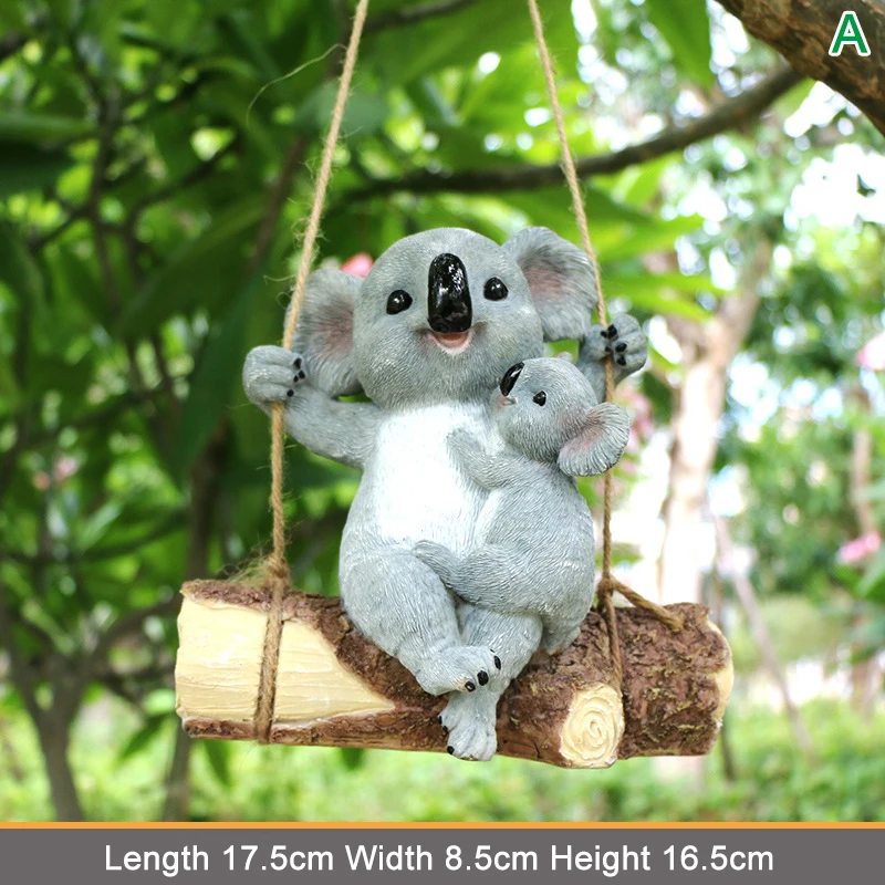 

Hanging Resin Cute Koala Swinging Koala Garden Figurine Statue for Patio Yard Garden Decoration L9