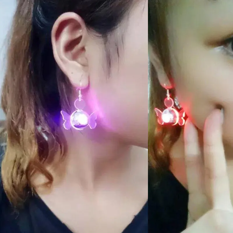 Star Heart Party LED Earring Decoration Light Up Glow Crystal Stainless Ear Stud Women Gift Wedding Birthday Halloween Christmas images - 6