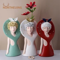 northeuins resin beauty flower vases modern girl figurines for interior planter for flowers plant pot nordic home desktop decor