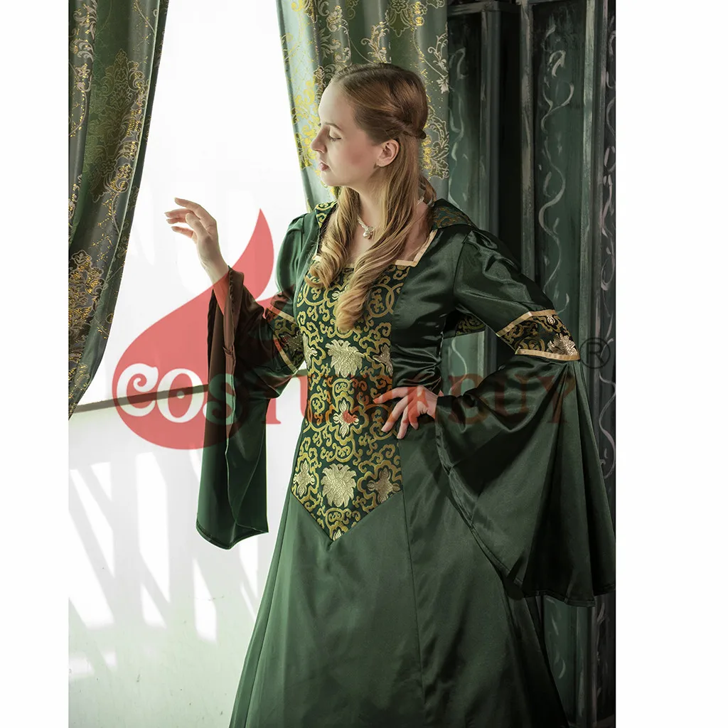 CostumeBuy Medieval Women Dark Green Trumpet Sleeves Dress Victorian Gothic Retro Vampire Evenging L920 |