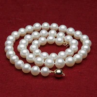 charming elegant 9 10mm white fresh water pearls necklace 18 aa